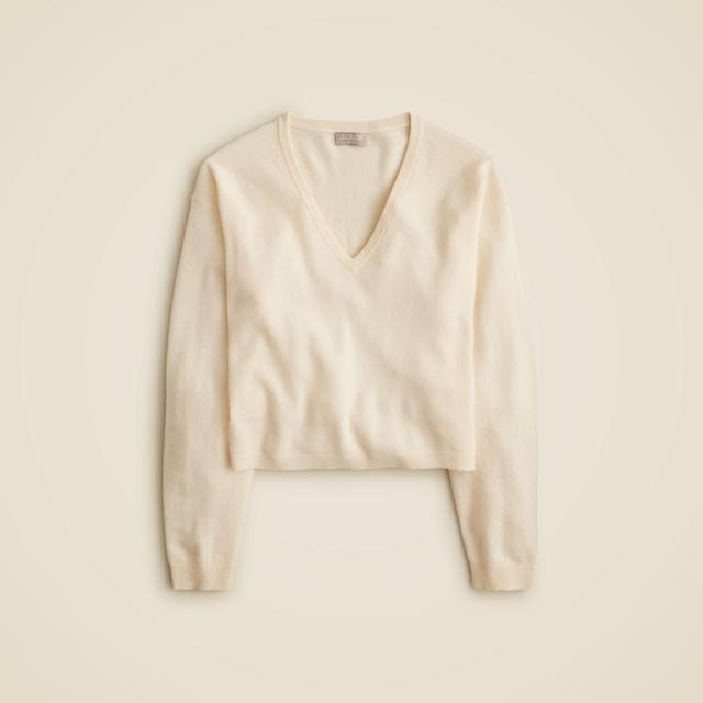 Cashmere relaxed cropped V-neck sweater Product Image