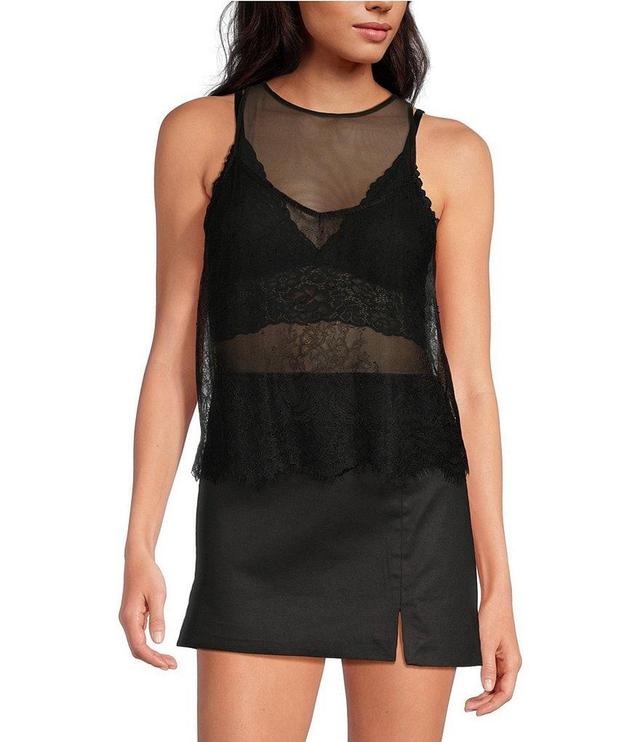 Gianni Bini Carmen Mesh Crew Neckline Sleeveless Bodysuit Product Image