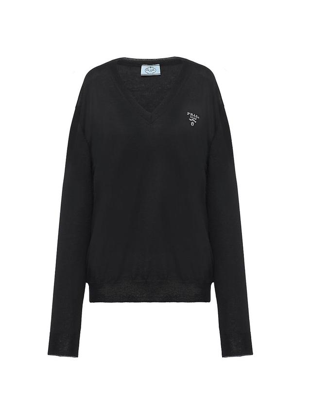 Womens Cashmere V-Neck Sweater Product Image