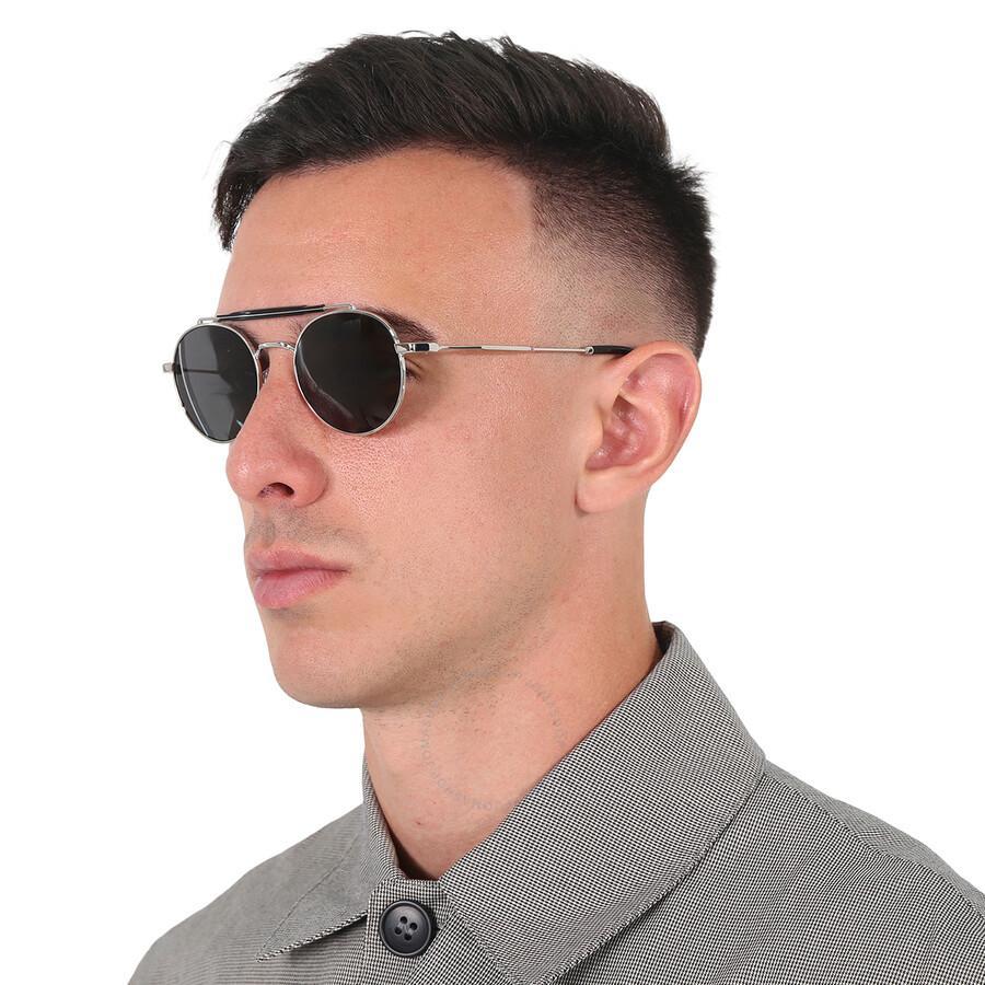 Dolce And Gabbana Dark Grey Round Men's Sunglasses Dg2295 05/87 51 In Dark / Grey / Silver Product Image