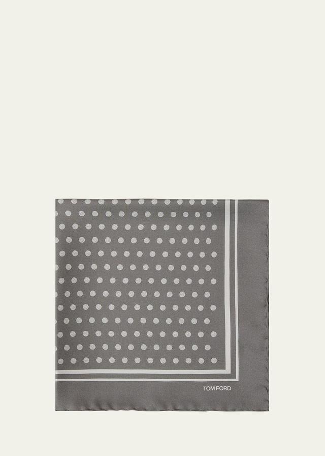 Mens Mulberry Silk Polka Dot-Print Pocket Square Product Image