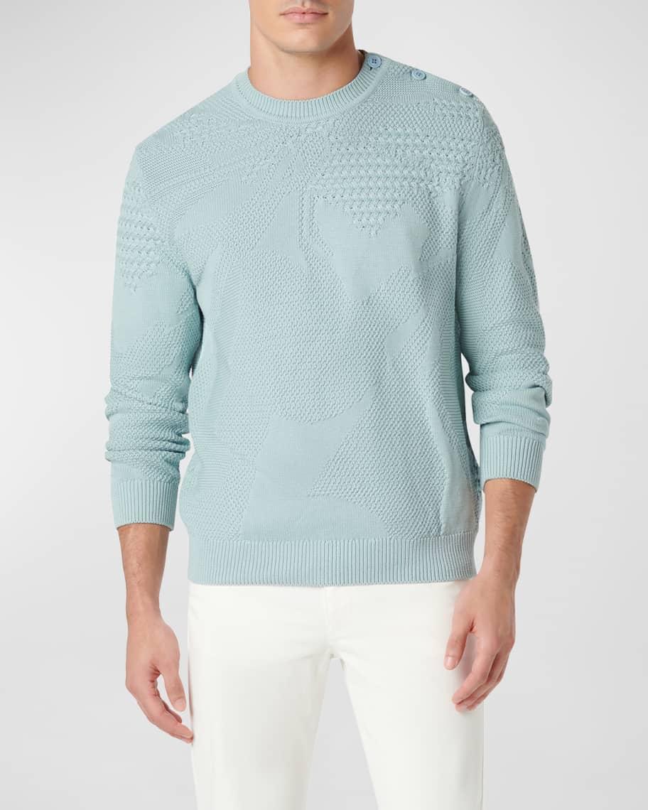 Men's Tonal Patterned Sweater with Button Detail Product Image