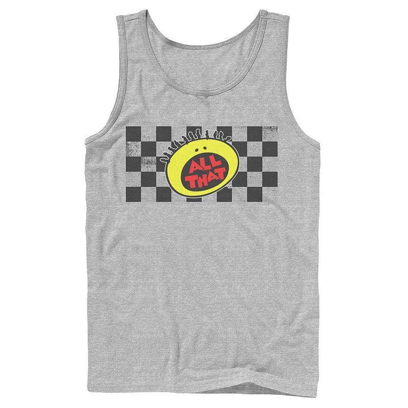 Mens Nickelodeon All That Checkered Logo Panel Graphic Tank Top Athletic Grey Product Image