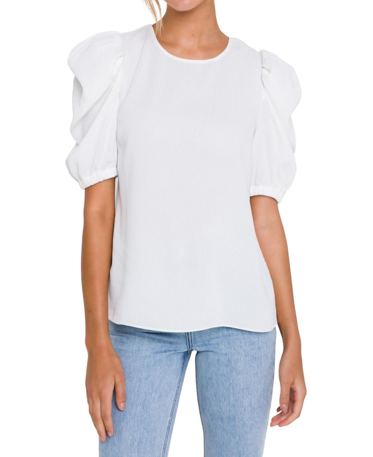 English Factory Womens Pleated Puff Sleeve Top Product Image