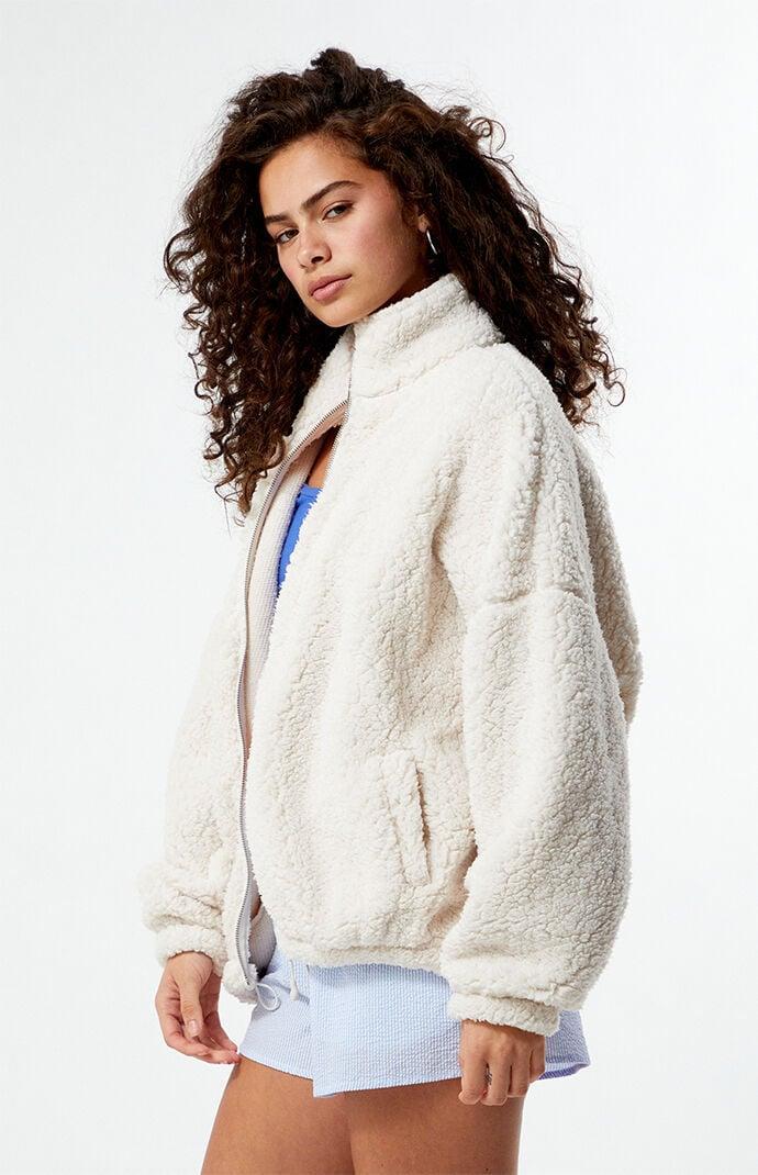 Women's Sherpa Cropped Zip Up Jacket Product Image