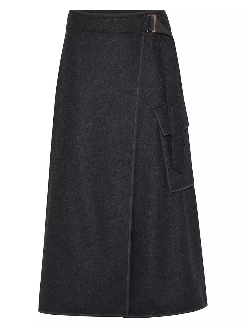 Virgin Wool Flannel Midi Wrap Skirt product image