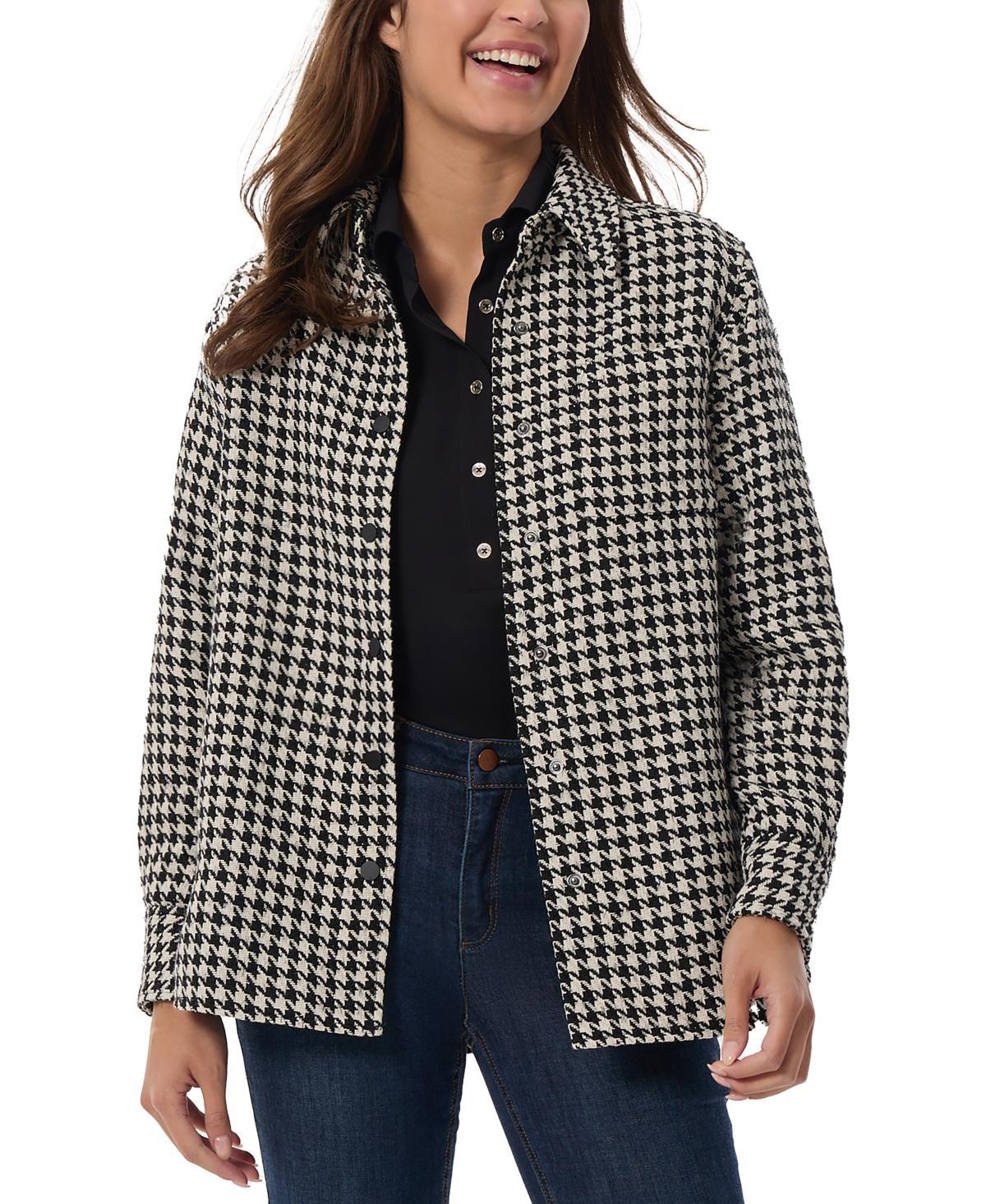 Jones New York Womens Houndstooth Snap-Front Shacket Product Image