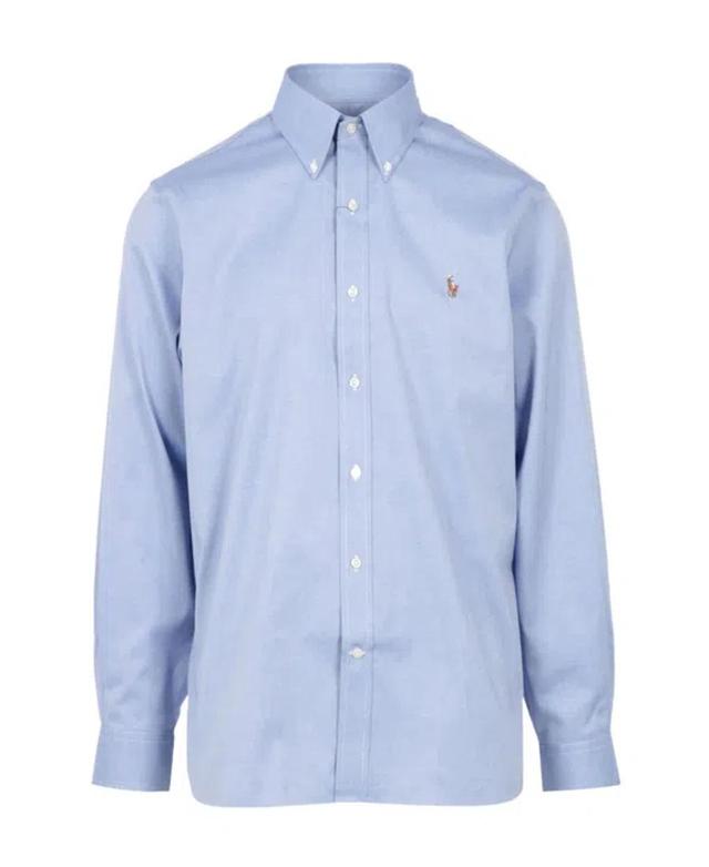 POLO RALPH LAUREN Logo Embroidered Long-sleeved Shirt In Blue Product Image