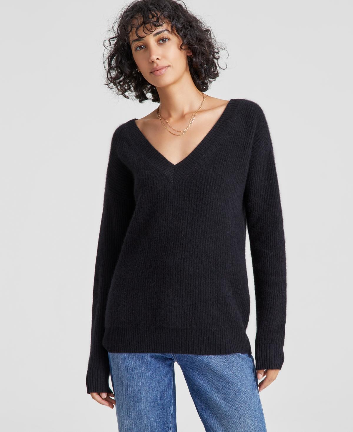 Charter Club Womens 100% Cashmere Ribbed V-Neck Sweater, Regular & Petites, Created for Macys Product Image