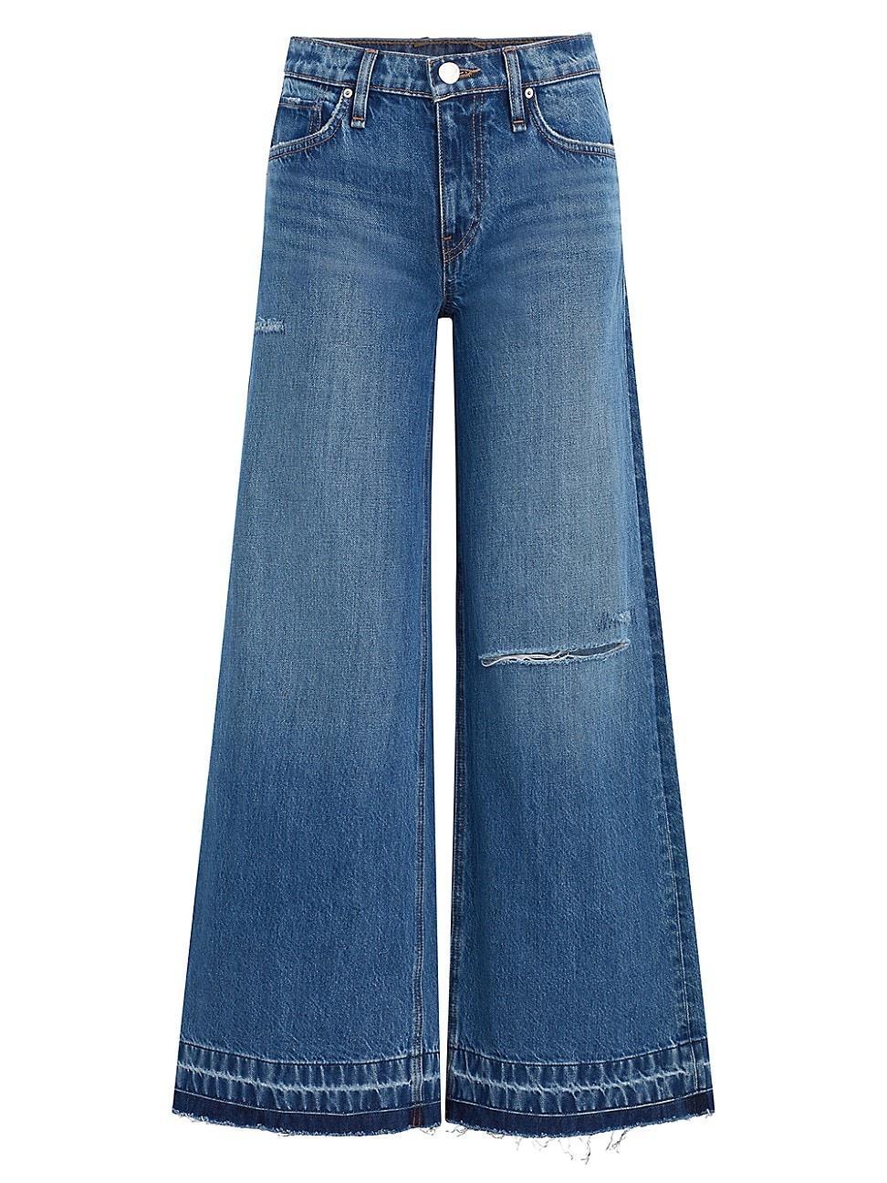 Womens Freya Distressed Wide-Leg Jeans product image