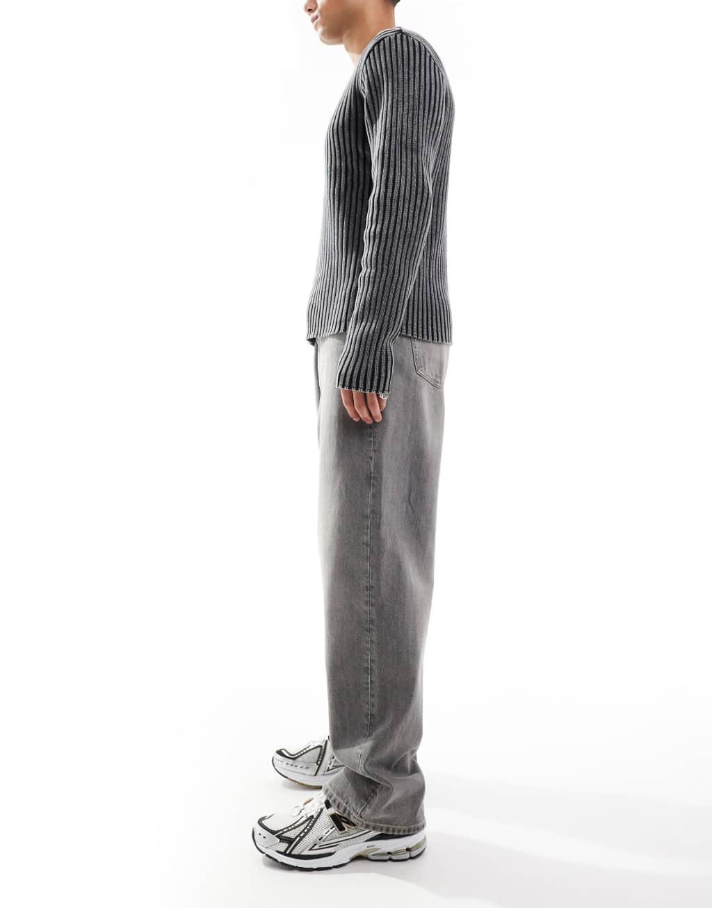 Weekday Galaxy baggy fit straight leg jeans in canyon gray wash Product Image