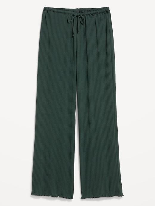 High-Waisted Ribbed Pajama Pants Product Image