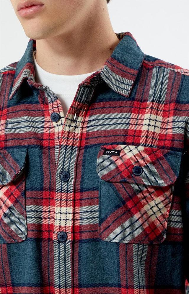 RVCA Men's That'll Work Flannel Shirt in Blue/Red - Product Image