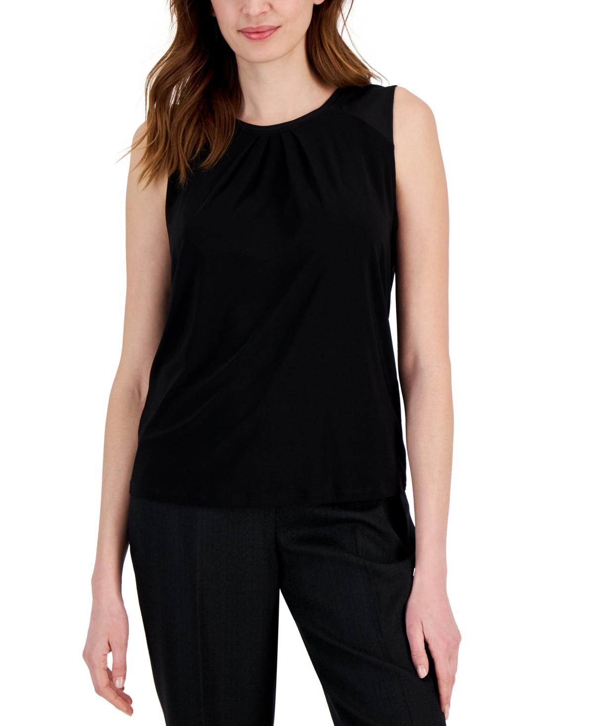 Kasper Womens Pleat-Neck Sleeveless Top Product Image