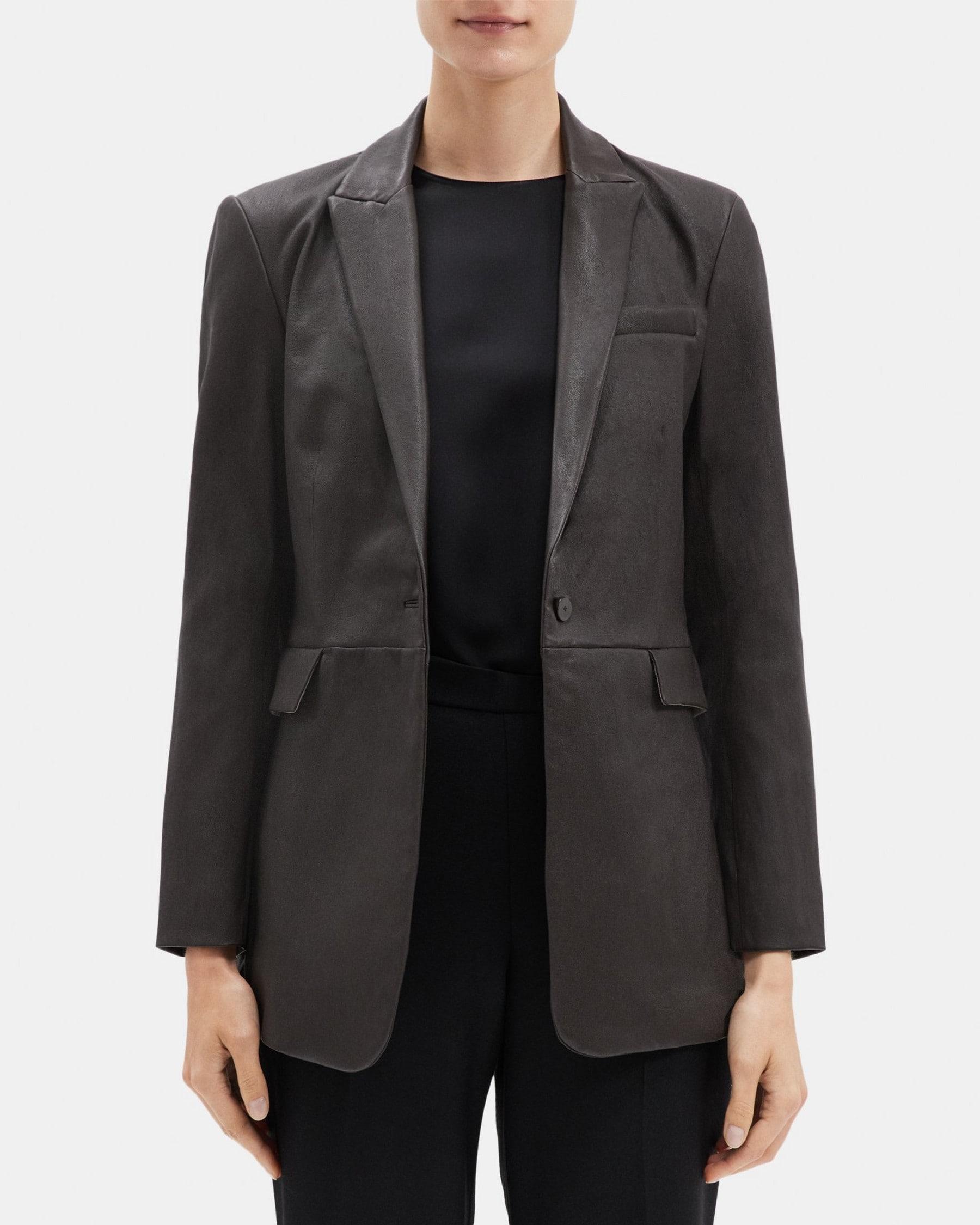 Single-Breasted Blazer in Leather Product Image