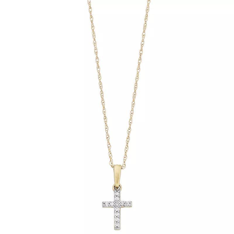 10k Gold Diamond Accent Cross Pendant Necklace, Womens Product Image