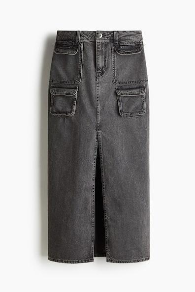 Denim Cargo Maxi Skirt Product Image