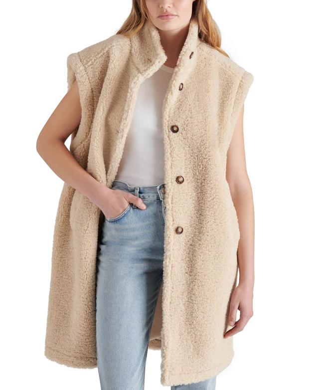 Steve Madden Womens Benit Sherpa Fleece Cap-Sleeve Vest Product Image