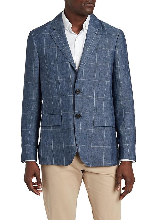 Mens Reserve Windowpane Linen Two-Button Blazer Product Image