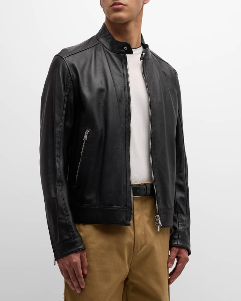 Mens Grained Leather Jacket Product Image