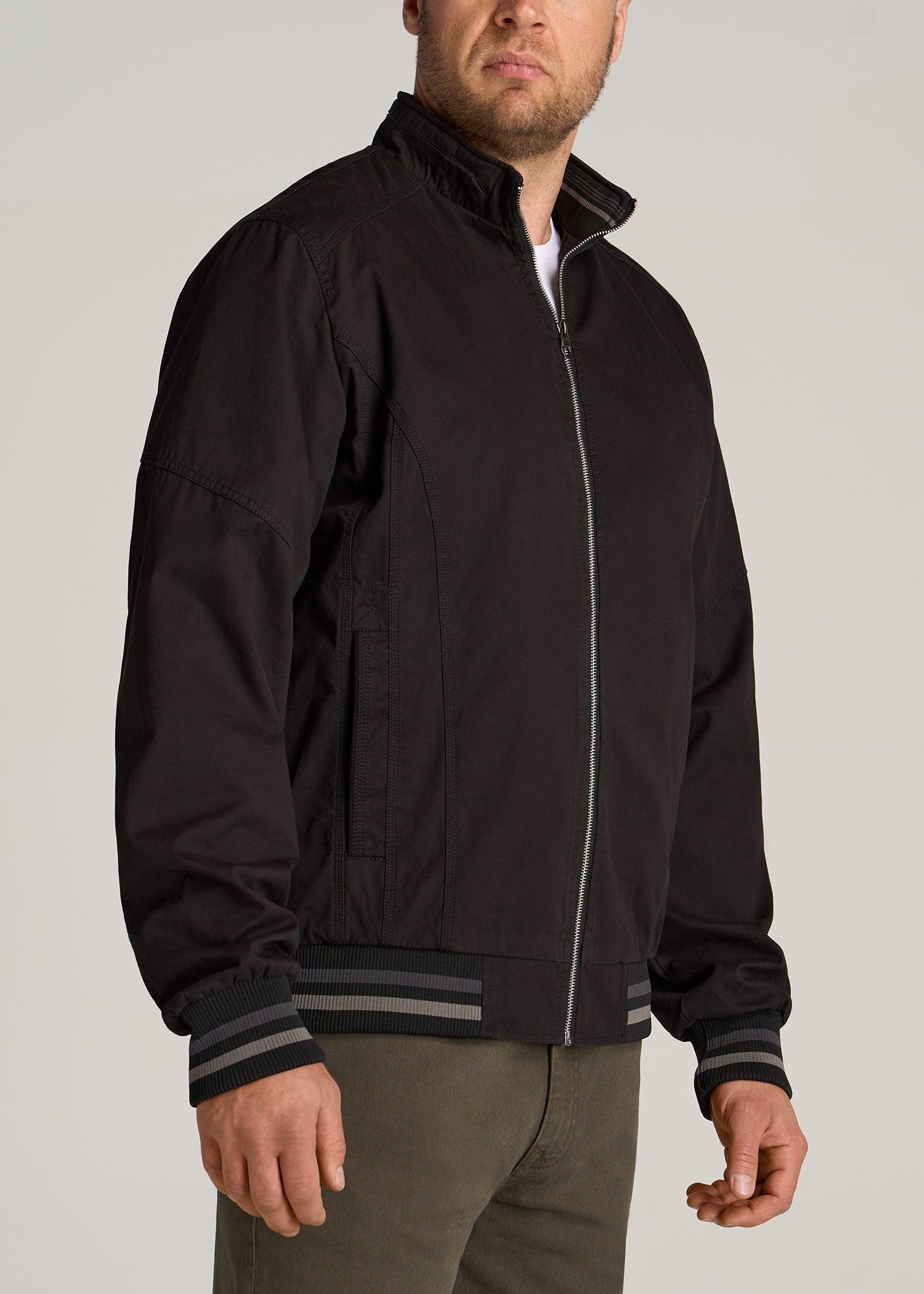 LJ&S Cotton Bomber Jackets for Tall Men in Black Male Product Image