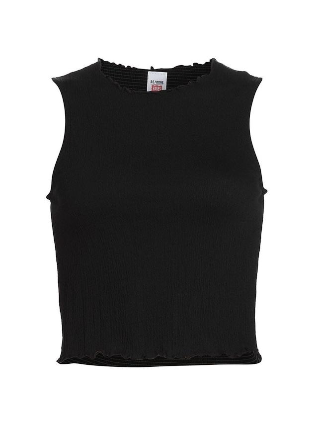 Womens Crinkle Crewneck Crop Tank Product Image