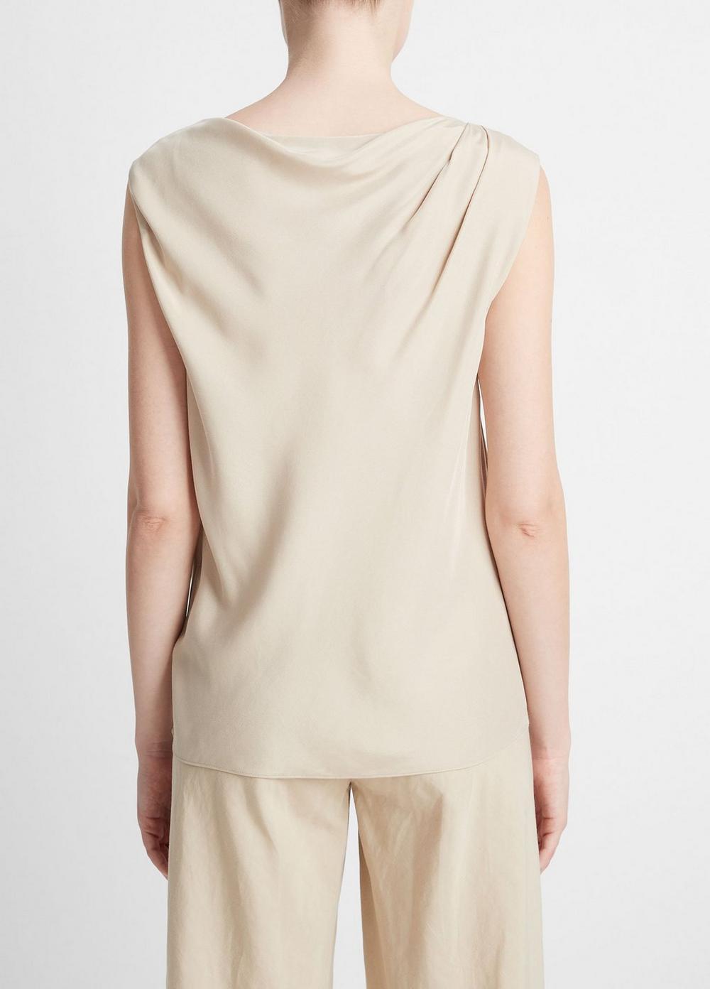 Silk-Blend Asymmetric Draped Cap-Sleeve Blouse Product Image