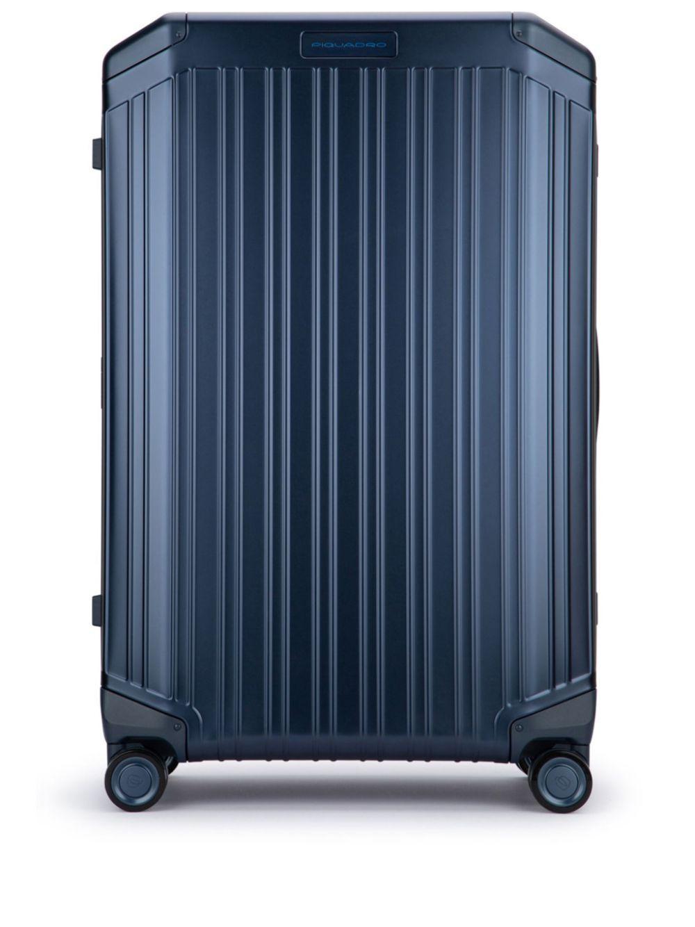 PIQUADRO Leather Trolley Luggage In Blue Product Image