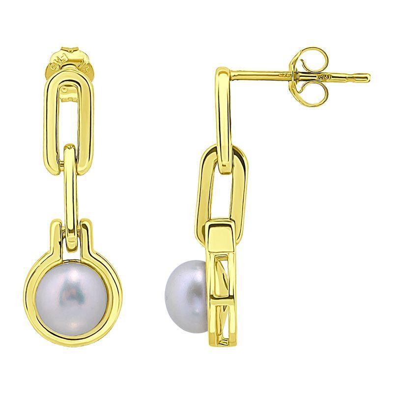 Aleure Precioso Sterling Silver Freshwater Cultured Pearl Doorknocker Drop Earrings, Womens Product Image