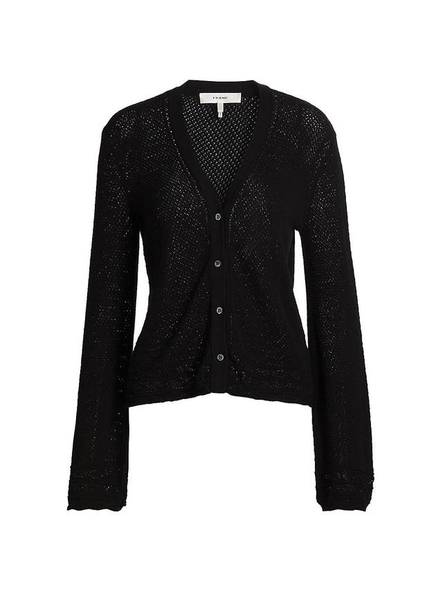 Womens Pointelle Knit Cardigan Product Image