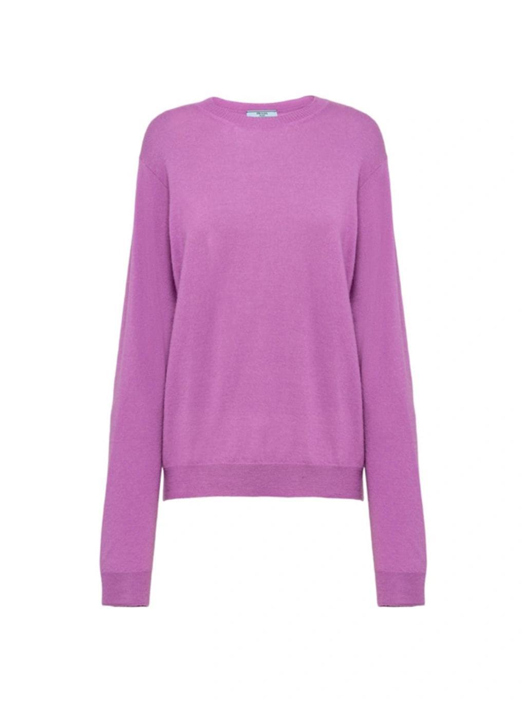 Cashmere Crew-neck Sweater In Purple Product Image