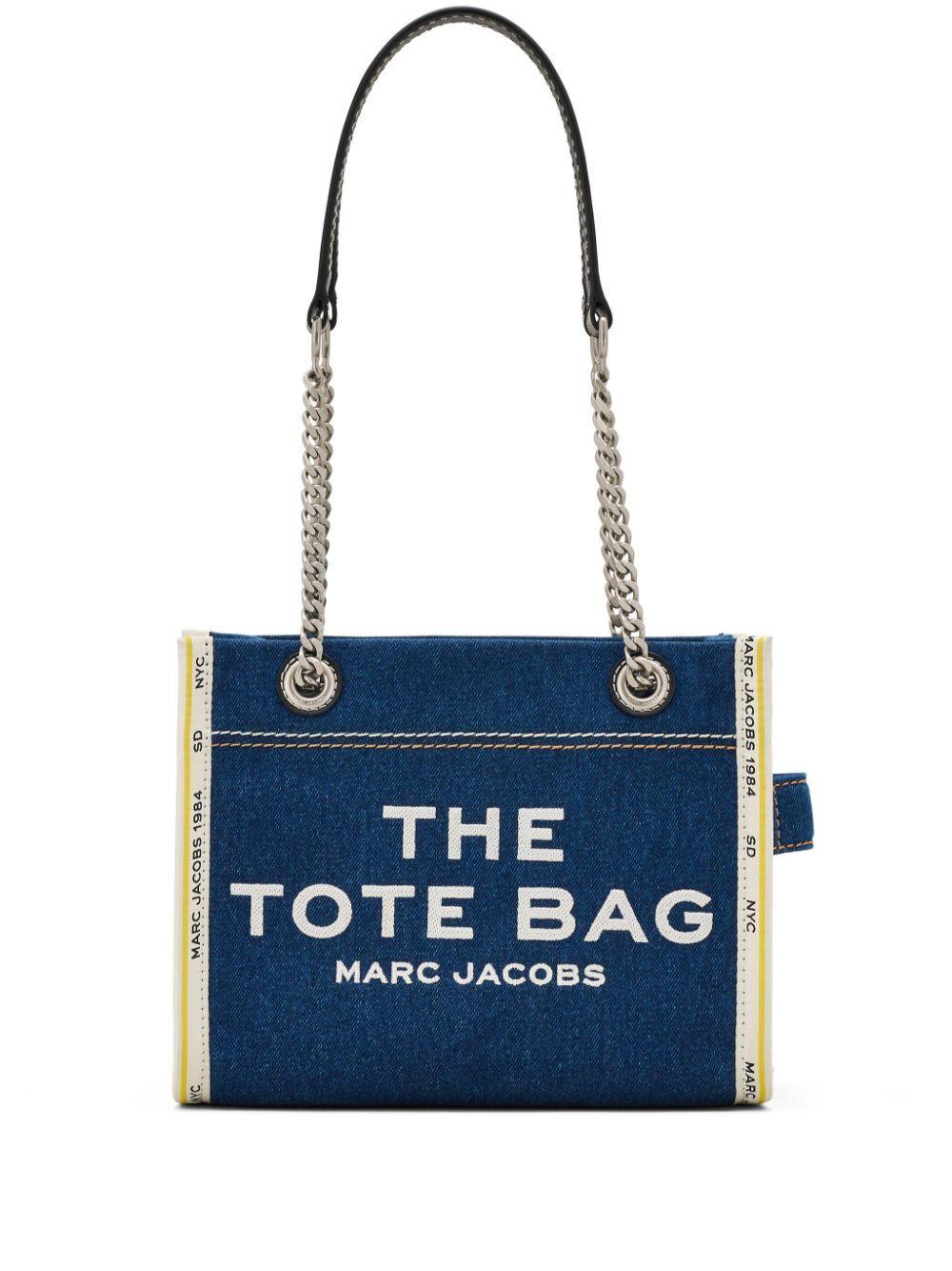 MARC JACOBS The Denim Chain Small Tote Bag In Blue Product Image