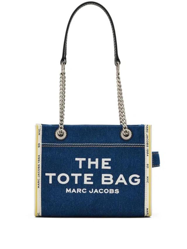 MARC JACOBS The Denim Chain Small Tote Bag In Blue Product Image