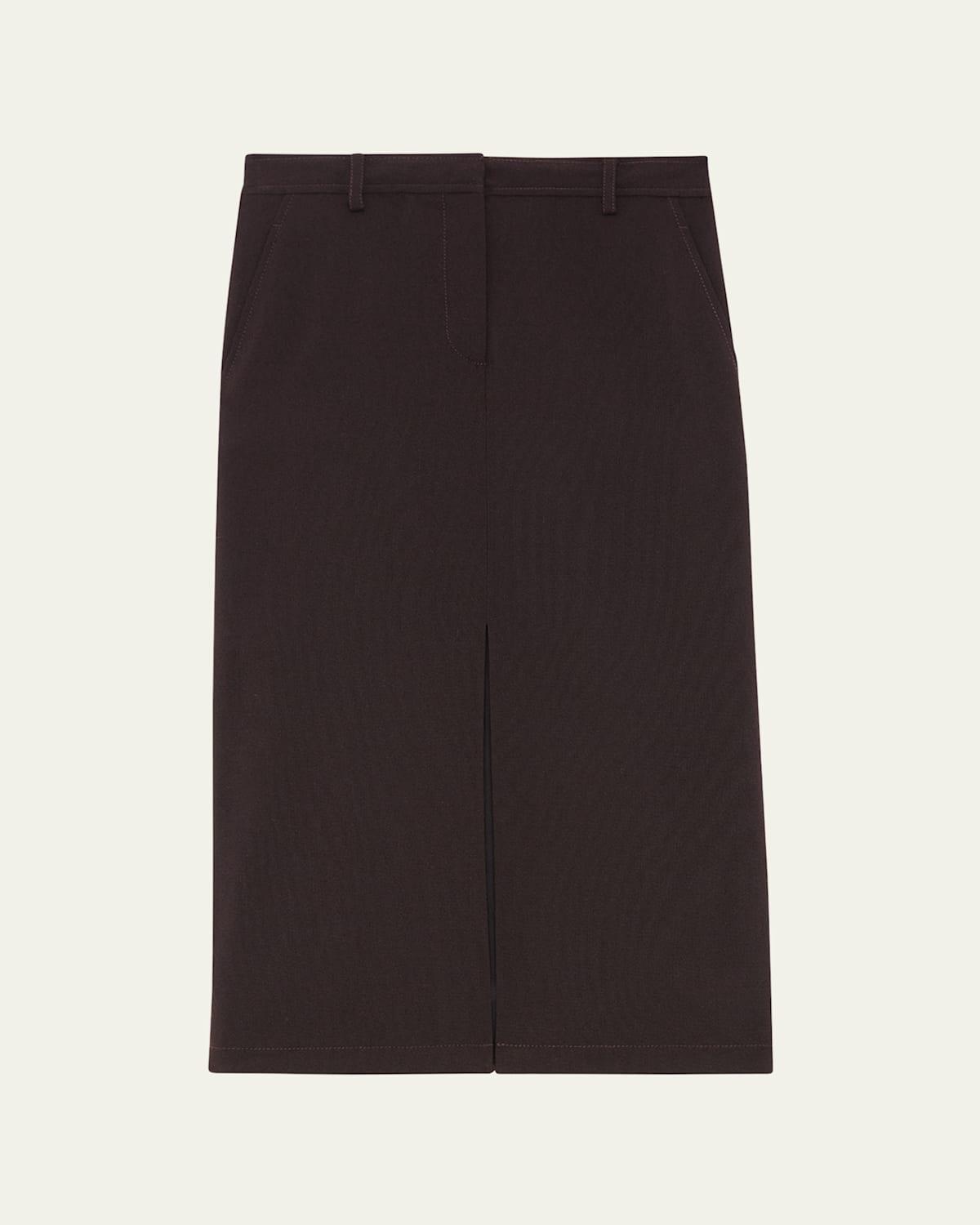 Textured Wool Midi Trouser Skirt Product Image