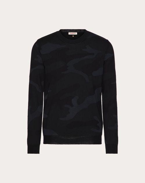 CREWNECK WOOL SWEATER WITH CAMOUNOIR PATTERN Product Image