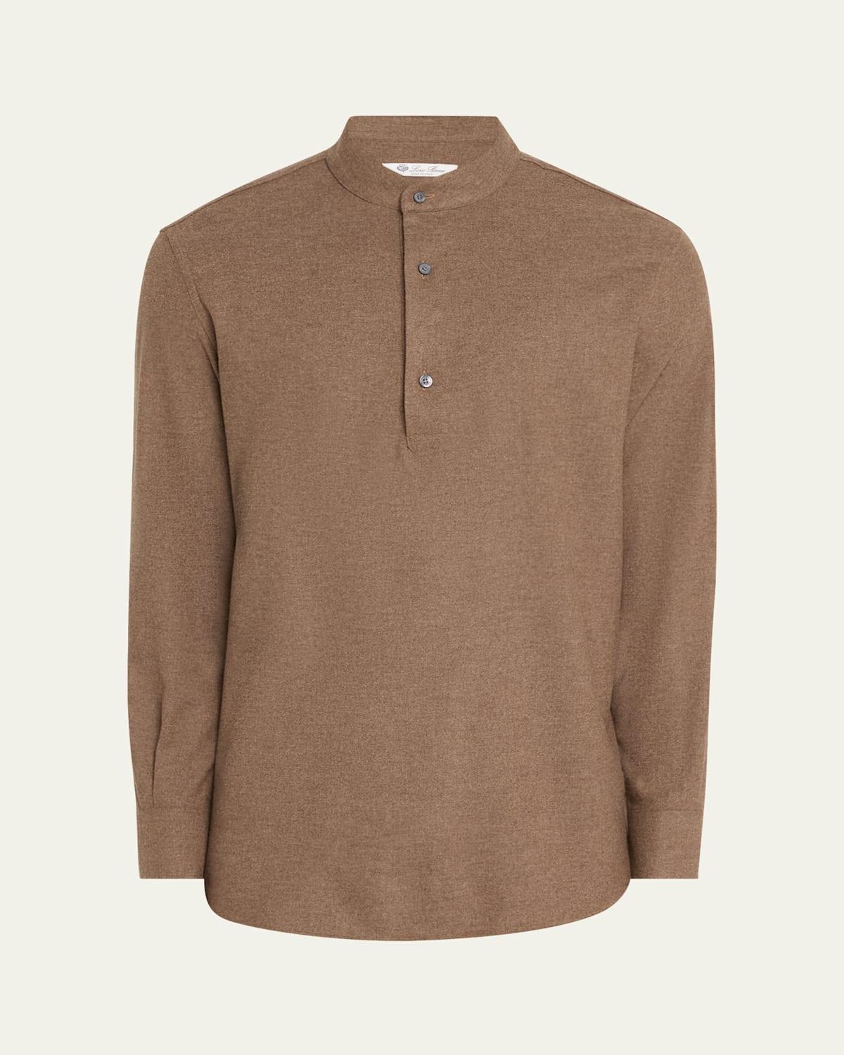 Mens Elia Wool and Cashmere Band-Collar Polo Shirt Product Image