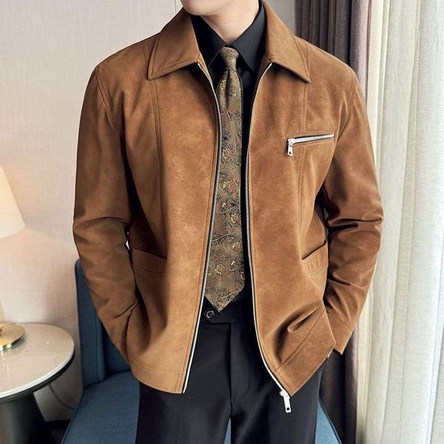 Faux Suede Zip Jacket Product Image