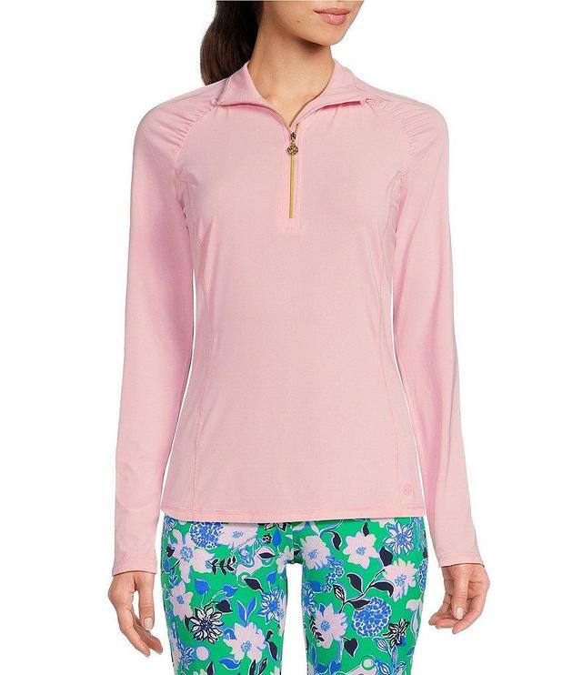 Lilly Pulitzer Justine Knit Luxletic Point Collar Long Sleeve Half Zip Top Product Image