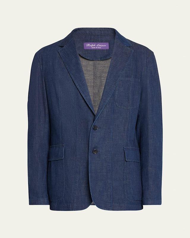 Mens Kent Hand-Tailored Denim Suit Jacket Product Image