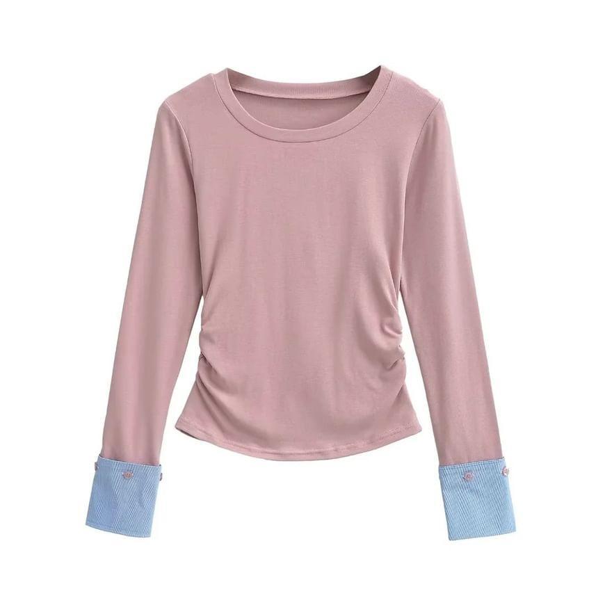 Mock Two-Piece Long-Sleeve Crewneck Tee Product Image