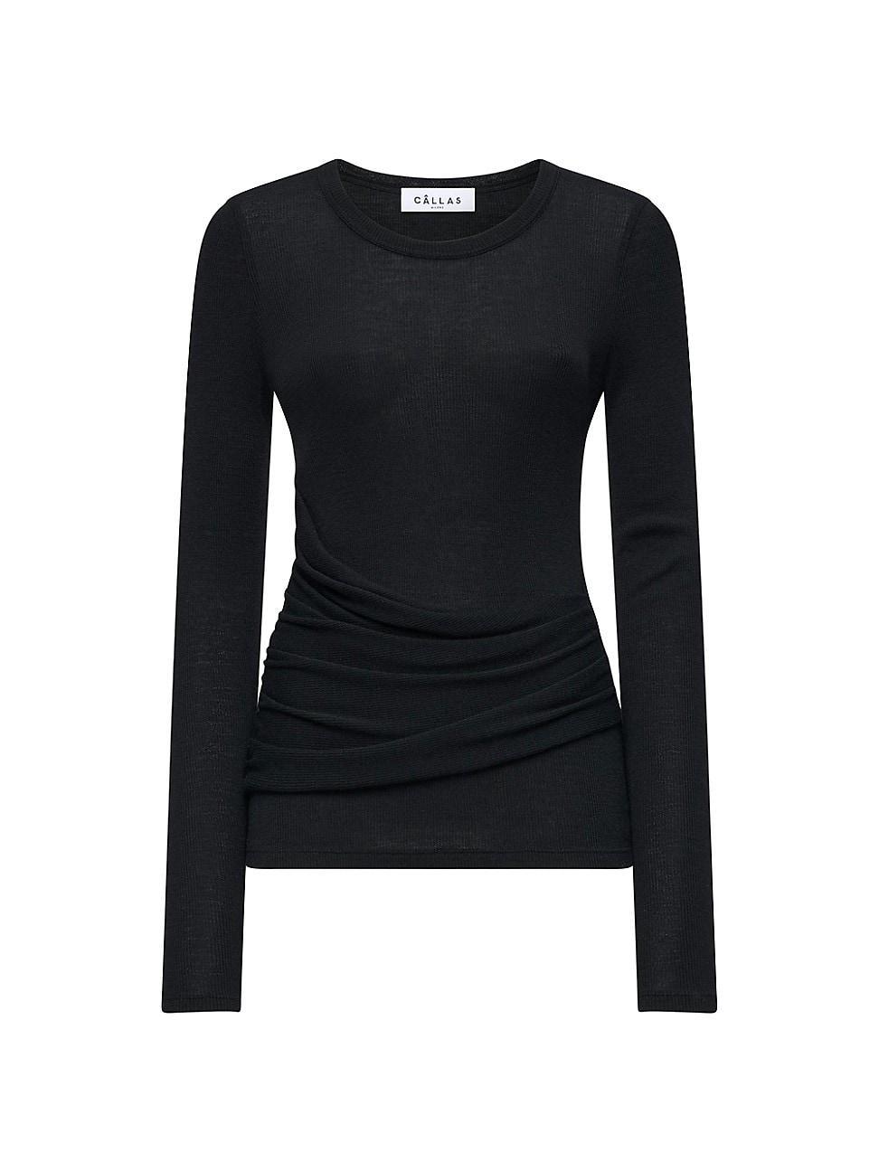 Womens Bisette Ribbed Long Sleeve Crewneck Top Product Image