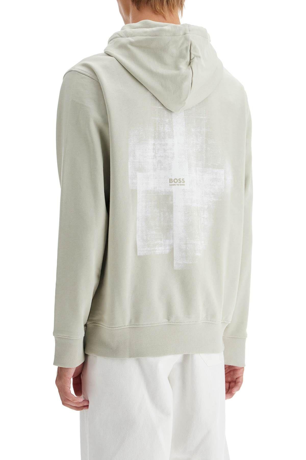 HUGO BOSS Printed Hoodie With Hood In Beige Product Image