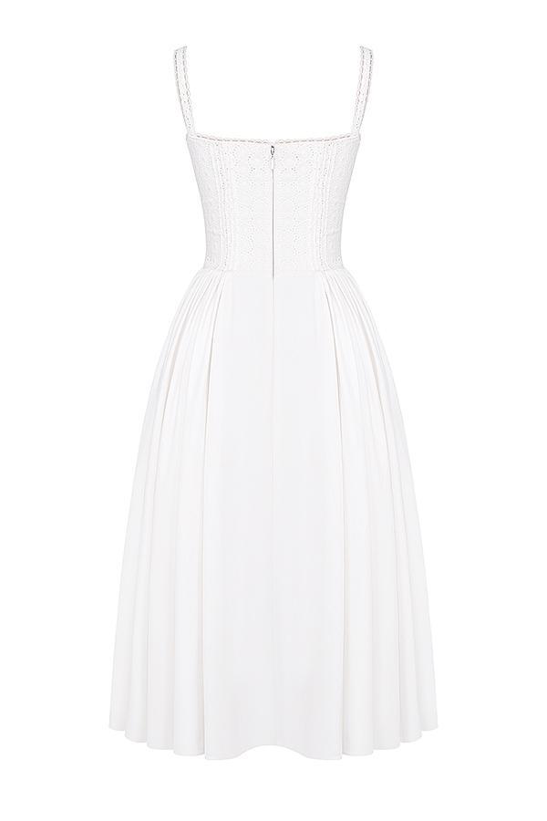 Milia White Broderie Anglais & Cotton Midi Dress Product Image