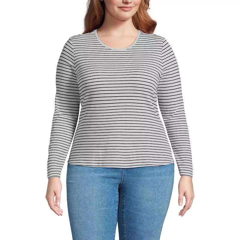 Plus Size Lands End Long Sleeve Baby Waffle Crewneck T-Shirt, Womens product image