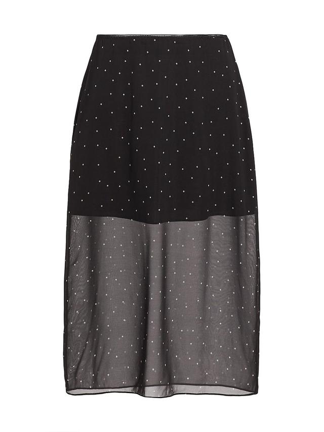 Womens Dot Sheer Silk-Blend Midi-Skirt Product Image