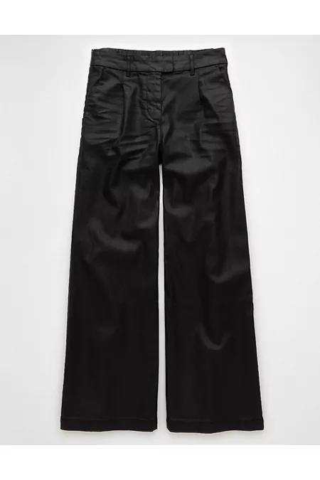 AE Stretch High-Waisted Ultra Wide-Leg Coated Trouser Jean Women's Product Image