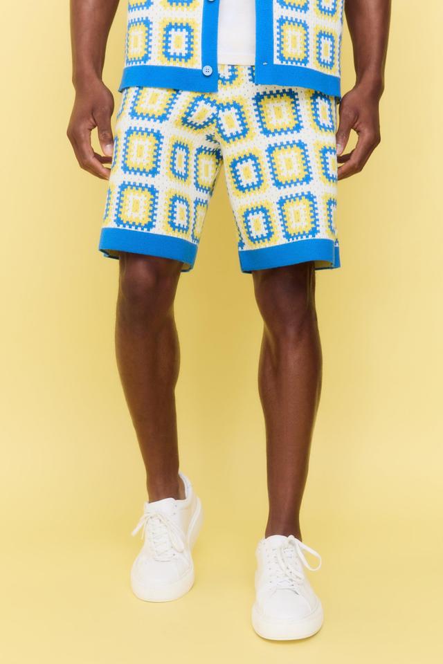 Relaxed Crochet Knit Short | boohooMAN USA Product Image