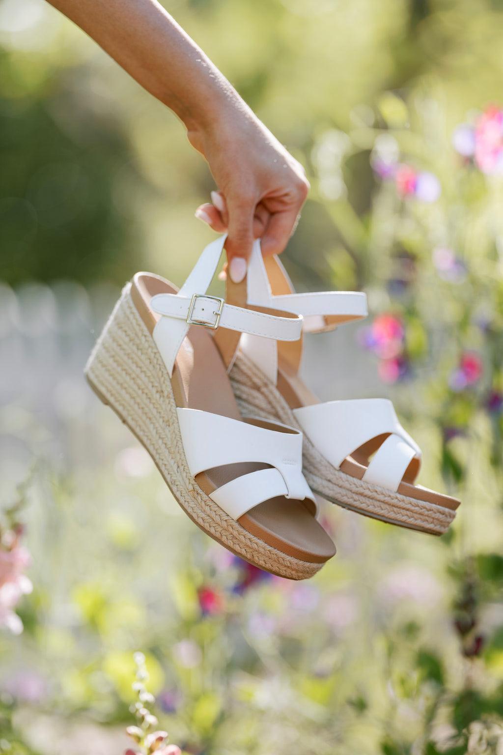 The World Up Here White Natural Espadrille Wedge Sandals product image