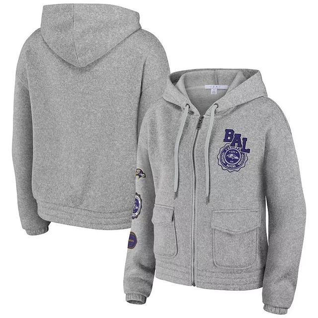 Womens Wear by Erin Andrews Heather Gray Baltimore Ravens Full-Zip Hoodie Product Image