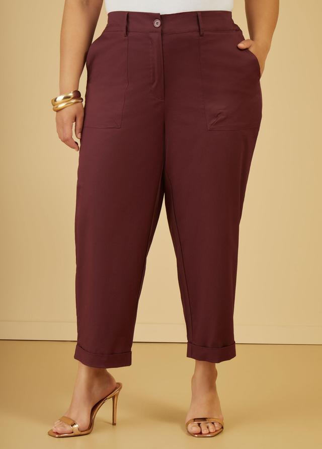 Plus Size Cuffed Stretch Cotton Capris Ashley Stewart Product Image